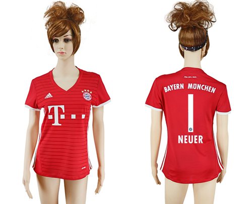 Women's Bayern Munchen #1 Neuer Home Soccer Club Jersey
