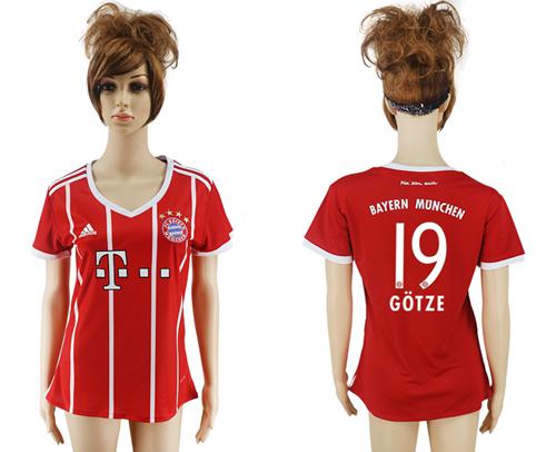 Women's Bayern Munchen #19 Gotze Home Soccer Club Jersey Women's Bayern Munchen #19 Gotze Home Soccer Club Jersey