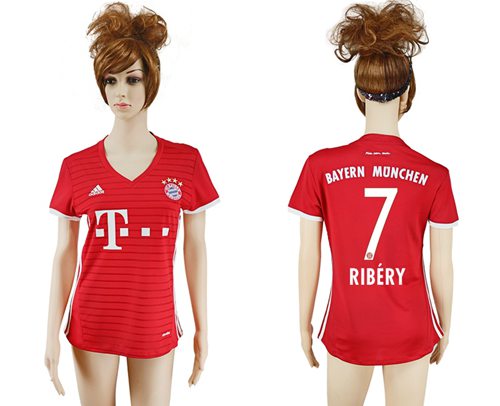 Women's Bayern Munchen #7 Ribery Home Soccer Club Jersey