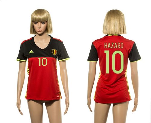 Women's Belgium #10 Hazard Red Home Soccer Country Jersey-2