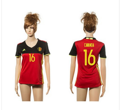 Women's Belgium #16 Cavanda Red Home Soccer Country Jersey