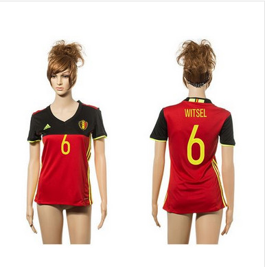 Women's Belgium #6 Witsel Red Home Soccer Country Jersey