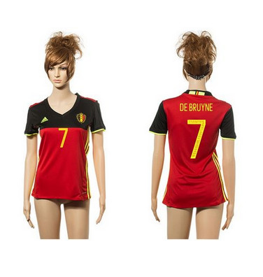 Women's Belgium #7 De Bruyne Red Home Soccer Country Jersey Women's Belgium #7 De Bruyne Red Home Soccer Country Jersey