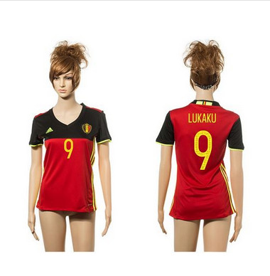 Women's Belgium #9 Lukaku Red Home Soccer Country Jersey