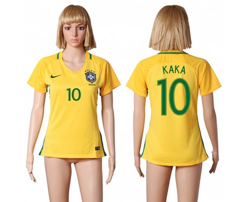 Women's Brazil #10 Kaka Home Soccer Country Jersey Women's Brazil #10 Kaka Home Soccer Country Jersey