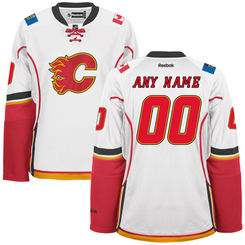 Women's Calgary Flames Reebok White Custom Premier Away Jersey