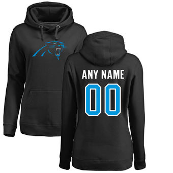 Women's Carolina Panthers Pro Line Black Any Name & Number Logo Personalized Pullover Hoodie