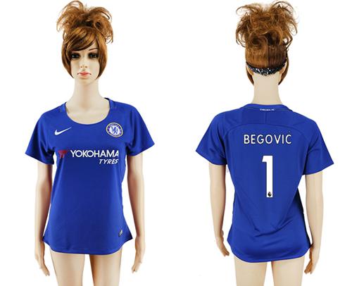 Women's Chelsea #1 Begovic Home Soccer Club Jersey Women's Chelsea #1 Begovic Home Soccer Club Jersey