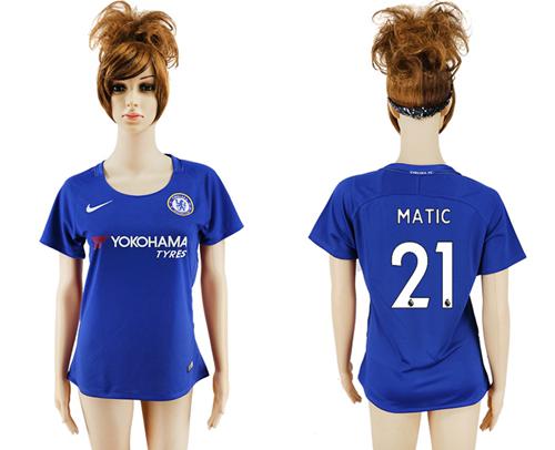 Women's Chelsea #21 Matic Home Soccer Club Jersey Women's Chelsea #21 Matic Home Soccer Club Jersey