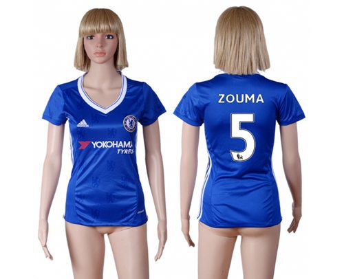 Women's Chelsea #5 Zouma Home Soccer Club Jersey