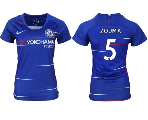 Women's Chelsea #5 Zouma Home Soccer Club Jersey Women's Chelsea #5 Zouma Home Soccer Club Jersey