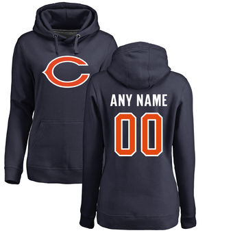Women's Chicago Bears Pro Line Navy Any Name & Number Logo Personalized Pullover Hoodie