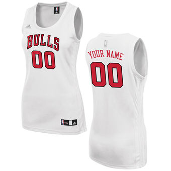 Women's Chicago Bulls adidas White Custom Fashion Jersey