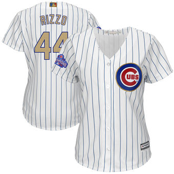 Women's Chicago Cubs Anthony Rizzo Majestic White 2017 Gold Program Player Jersey