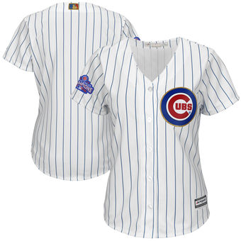 Women's Chicago Cubs Majestic Fashion White Gold 2017 Gold Program Cool Base Replica Team Jersey