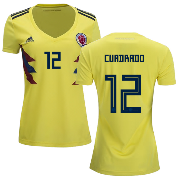 Women's Colombia #12 Cuadrado Home Soccer Country Jersey Women's Colombia #12 Cuadrado Home Soccer Country Jersey