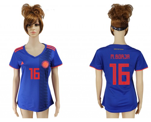 Women's Colombia #16 M.Borja Away Soccer Country Jersey