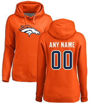 Women's Denver Broncos Pro Line Orange Any Name & Number Logo Personalized Pullover Hoodie