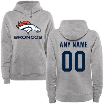Women's Denver Broncos Steel Custom Name & Number Wordmark Pullover Hoodie