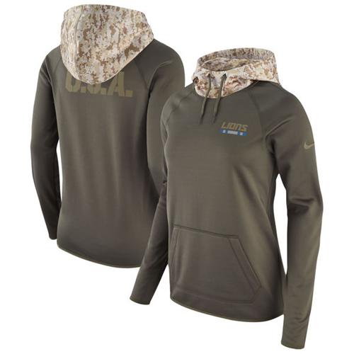 Women's Detroit Lions Nike Olive Salute to Service Performance Pullover Hoodie Women's Detroit Lions Nike Olive Salute to Service Performance Pullover Hoodie