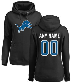 Women's Detroit Lions Pro Line Black Any Name & Number Logo Personalized Pullover Hoodie