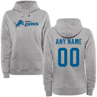 Women's Detroit Lions Steel Custom Name & Number Wordmark Pullover Hoodie Women's Detroit Lions Steel Custom Name & Number Wordmark Pullover Hoodie