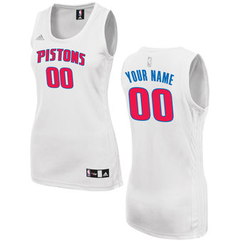Women's Detroit Pistons adidas White Custom Fashion Jersey Women's Detroit Pistons adidas White Custom Fashion Jersey