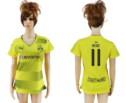 Women's Dortmund #11 Reus Home Soccer Club Jersey Women's Dortmund #11 Reus Home Soccer Club Jersey