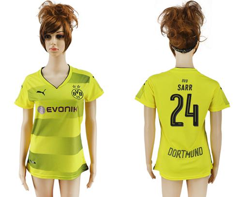 Women's Dortmund #24 Sarr Home Soccer Club Jersey Women's Dortmund #24 Sarr Home Soccer Club Jersey