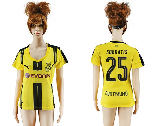 Women's Dortmund #25 Sokratis Home Soccer Club Jersey
