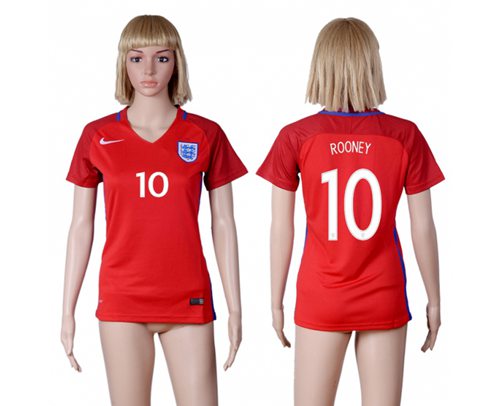 Women's England #10 Rooney Away Soccer Country Jersey