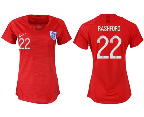 Women's England #22 Rashford Away Soccer Country Jersey Women's England #22 Rashford Away Soccer Country Jersey
