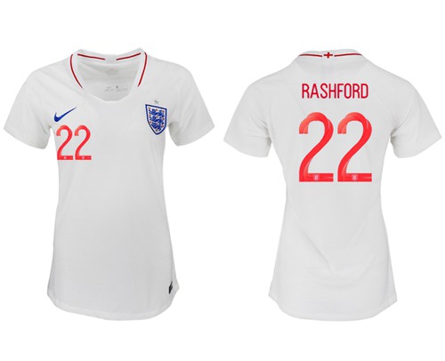 Women's England #22 Rashford Home Soccer Country Jersey Women's England #22 Rashford Home Soccer Country Jersey