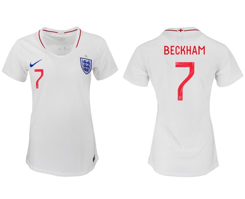 Women's England #7 Beckham Home Soccer Country Jersey Women's England #7 Beckham Home Soccer Country Jersey