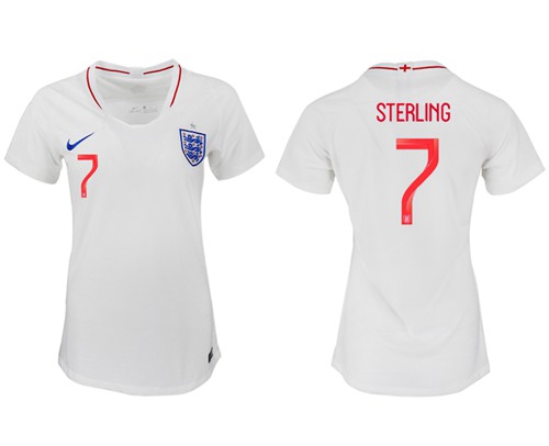 Women's England #7 Sterling Home Soccer Country Jersey Women's England #7 Sterling Home Soccer Country Jersey