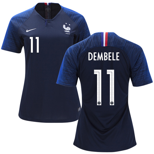 Women's France #11 Dembele Home Soccer Country Jersey Women's France #11 Dembele Home Soccer Country Jersey