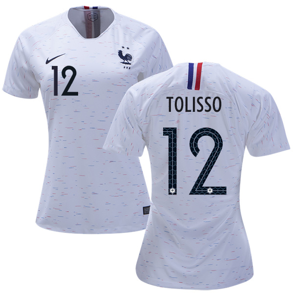 Women's France #12 Tolisso Away Soccer Country Jersey Women's France #12 Tolisso Away Soccer Country Jersey