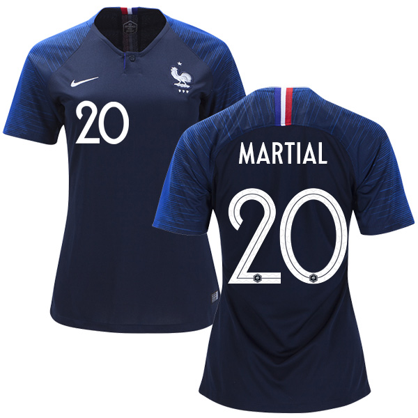 Women's France #20 Martial Home Soccer Country Jersey