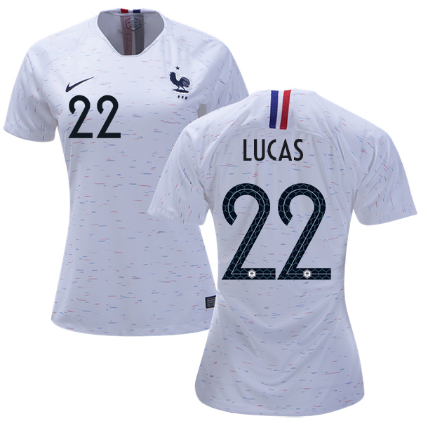 Women's France #22 Lucas Away Soccer Country Jersey