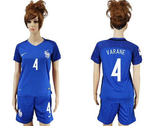 Women's France #4 Varane Home Soccer Country Jersey Women's France #4 Varane Home Soccer Country Jersey