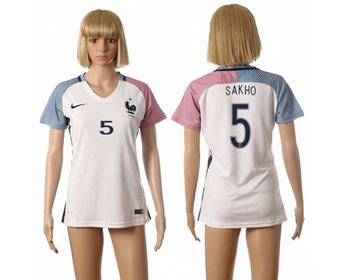 Women's France #5 Sakho Away Soccer Country Jersey Women's France #5 Sakho Away Soccer Country Jersey