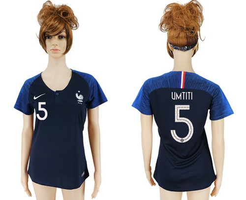 Women's France #5 Umtiti Home Soccer Country Jersey Women's France #5 Umtiti Home Soccer Country Jersey