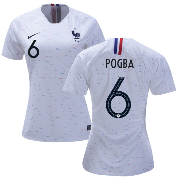 Women's France #6 Pogba Away Soccer Country Jersey Women's France #6 Pogba Away Soccer Country Jersey