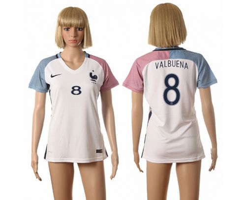 Women's France #8 Valbuena Away Soccer Country Jersey Women's France #8 Valbuena Away Soccer Country Jersey