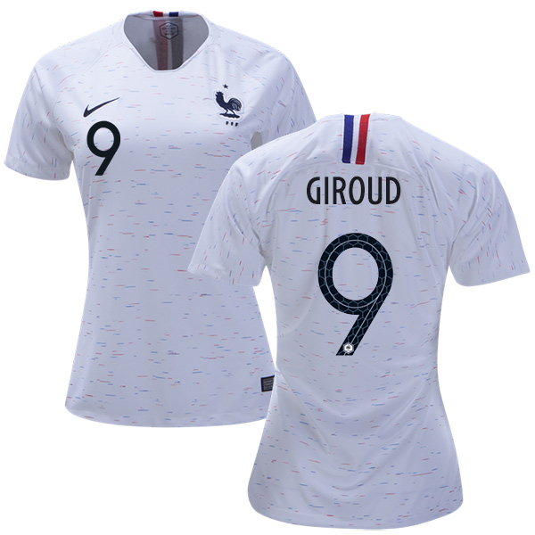 Women's France #9 Giroud Away Soccer Country Jersey Women's France #9 Giroud Away Soccer Country Jersey