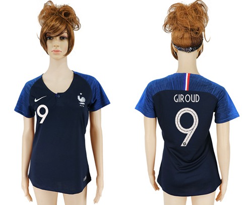 Women's France #9 Giroud Home Soccer Country Jersey Women's France #9 Giroud Home Soccer Country Jersey