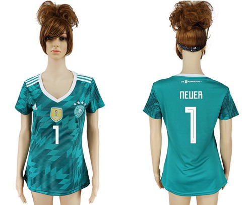 Women's Germany #1 Neuer Away Soccer Country Jersey Women's Germany #1 Neuer Away Soccer Country Jersey