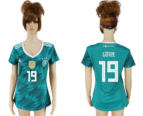 Women's Germany #19 Gotze Away Soccer Country Jersey