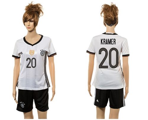 Women's Germany #20 kramer White Home Soccer Country Jersey