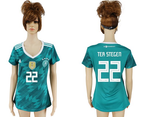 Women's Germany #22 Ter Stegen Away Soccer Country Jersey Women's Germany #22 Ter Stegen Away Soccer Country Jersey